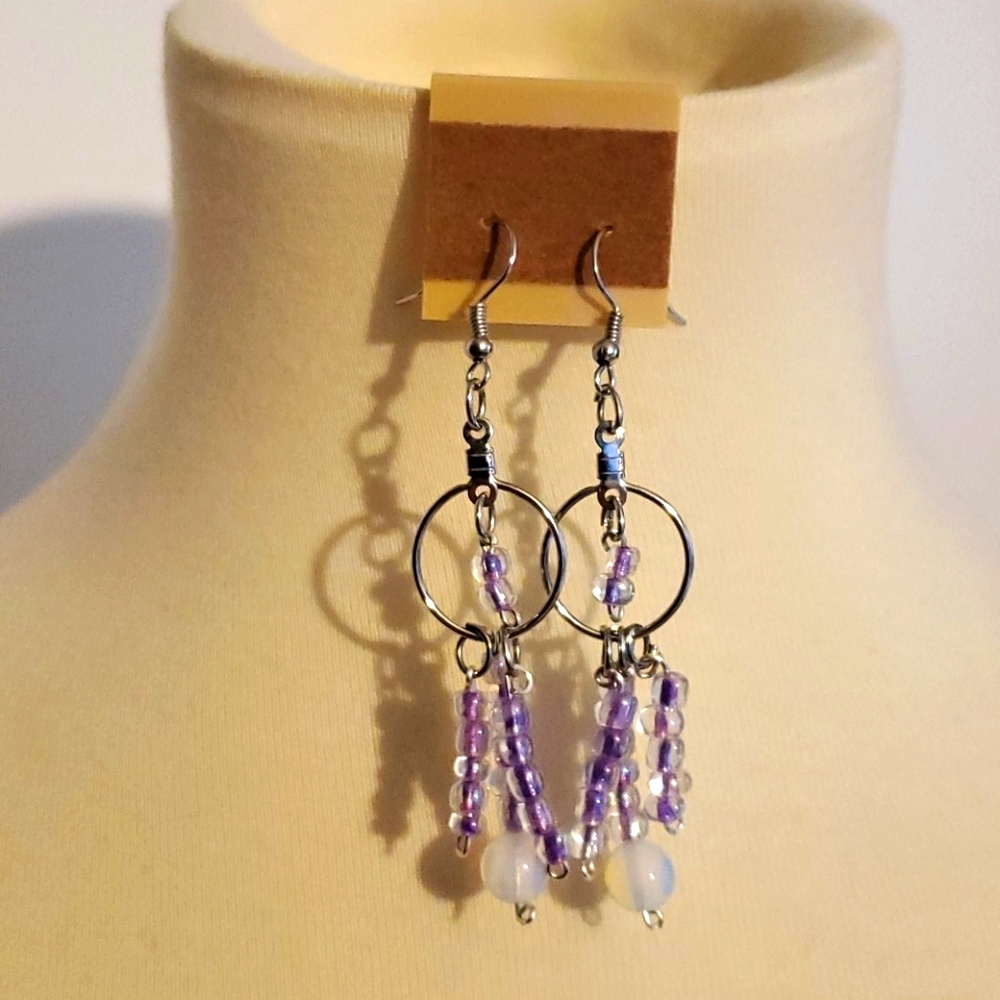 NEW Handmade Purple Dangle Earrings
